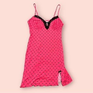 Slip dress size small black and pink hearts lace trendy dress